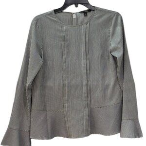 Banana Republic Gray Bell Sleeve Blouse with Mandarin Collar EUC